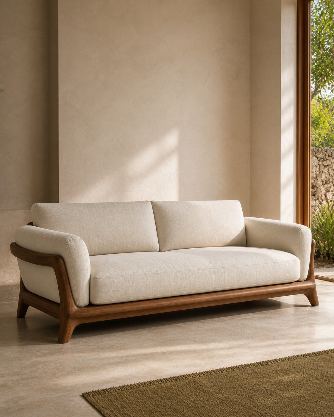 Arca Sofa, Hardwood frame · Organic linen, concept visualization
