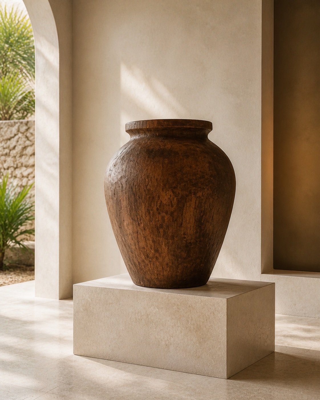 Heritage Vessel, Carved hardwood · Natural oil, concept visualization