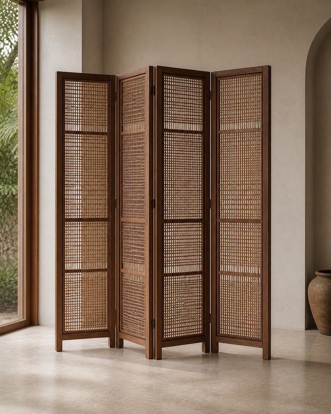 Woven Architectural Screen, Timber · Natural fibre, concept visualization